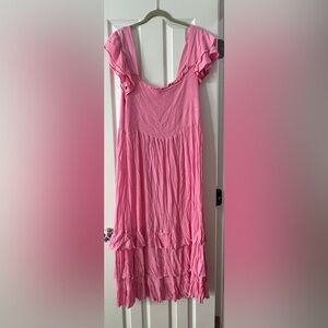 Chelsea & Violet Pink Ruched Maxi Sundress
